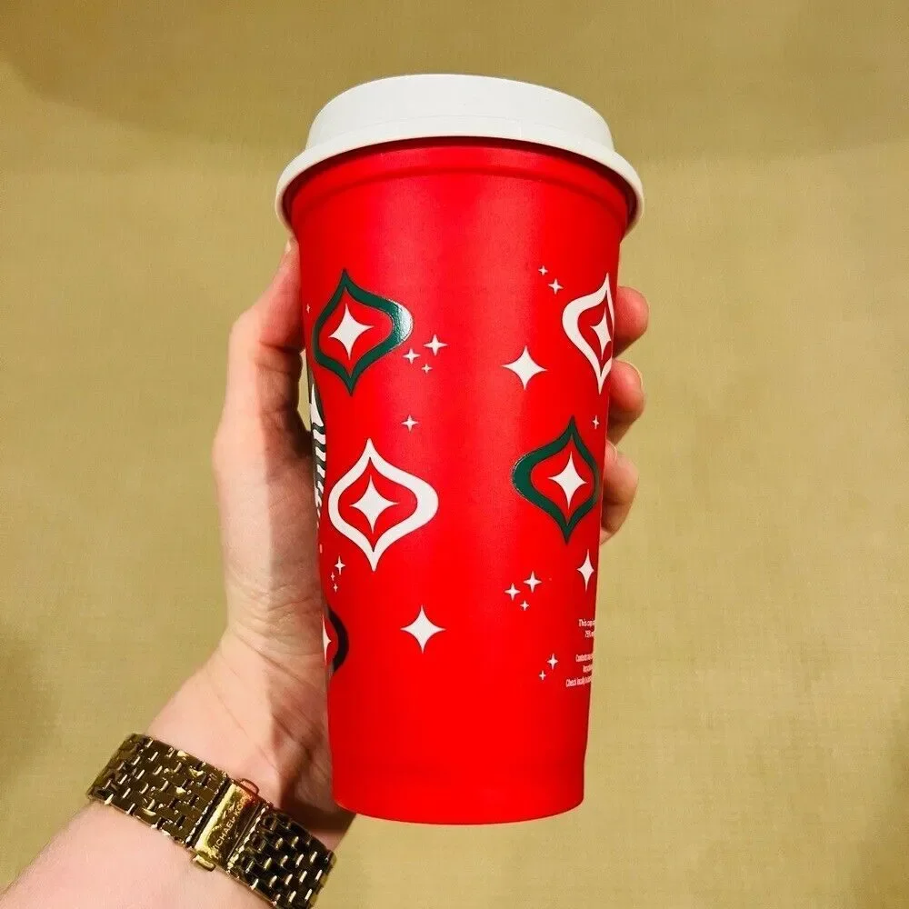 Starbucks Holiday 2023 Reusable Coffee Cups & Lids (Set of 2)
